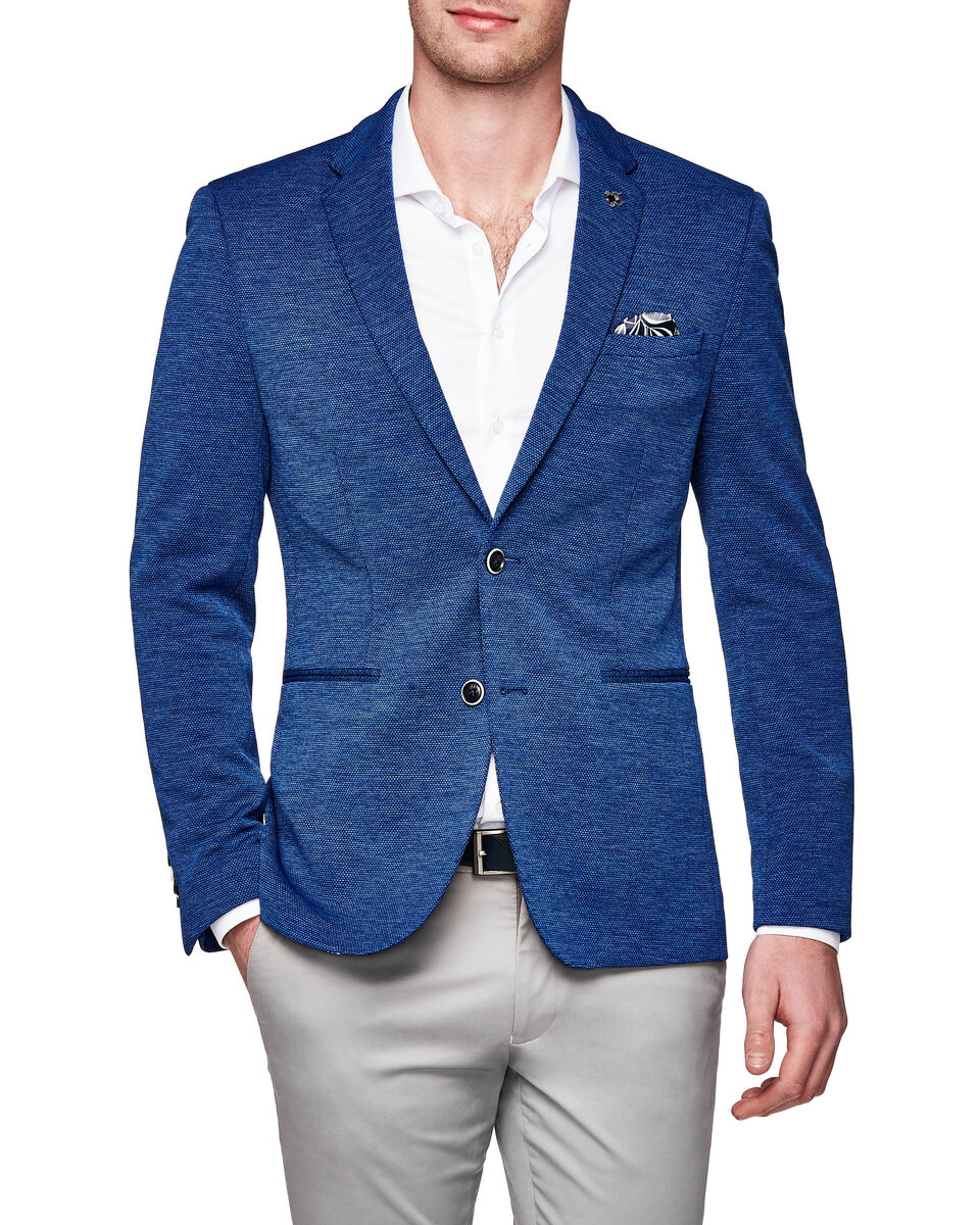 Slim Stretch Knitted Tailored Blazer, Cobalt, hi-res
