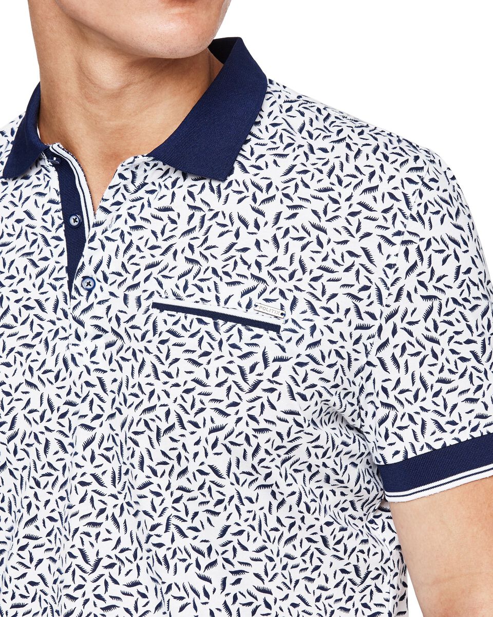 Feather Polo, White/Navy, hi-res
