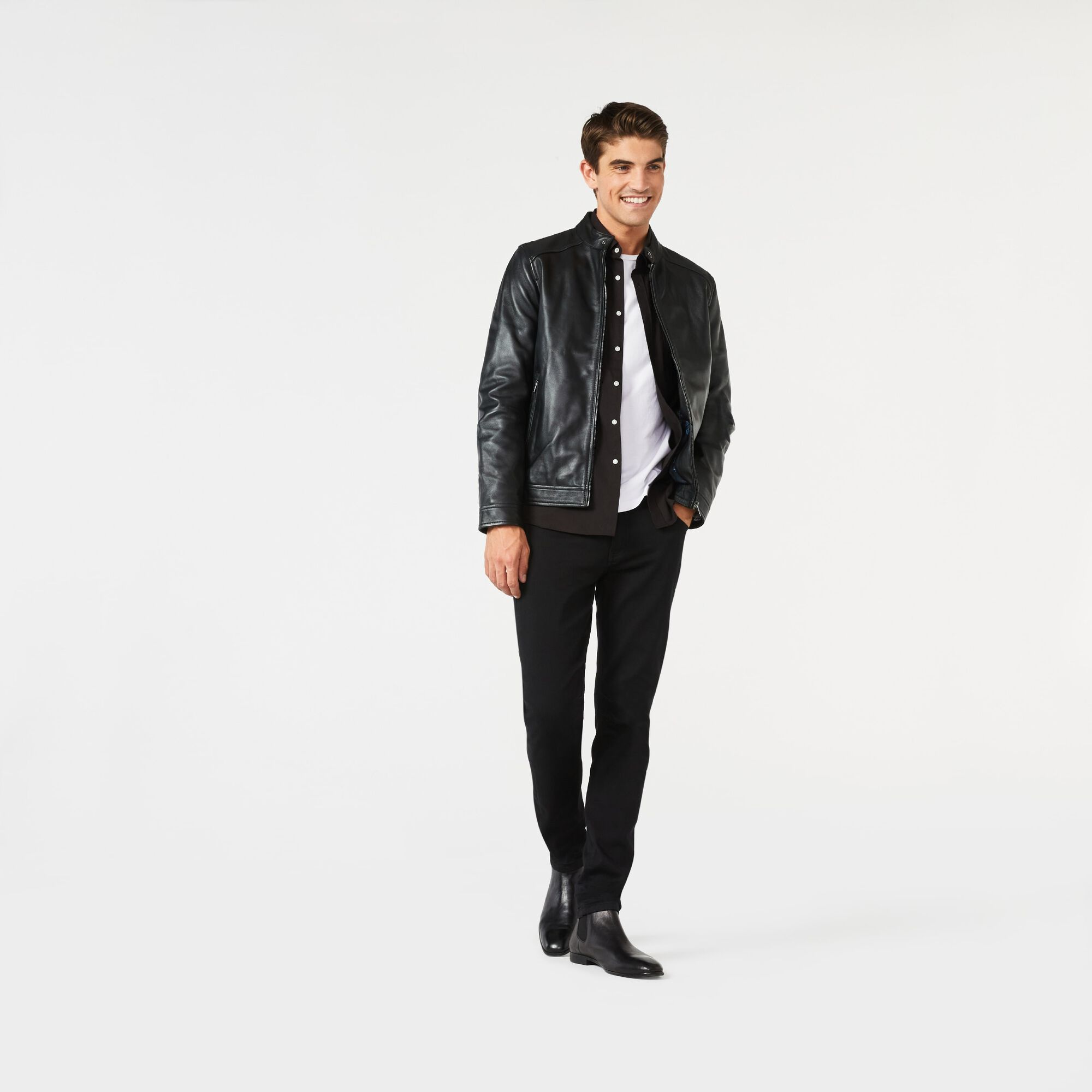 Hawkes Leather Biker Jacket Black Coats Jackets Politix