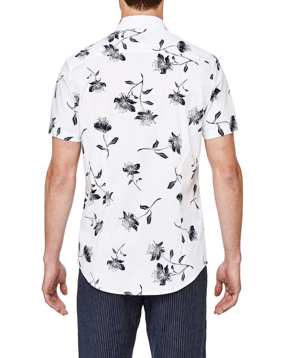 Brenton Short Sleeve Shirt, White/Navy, hi-res