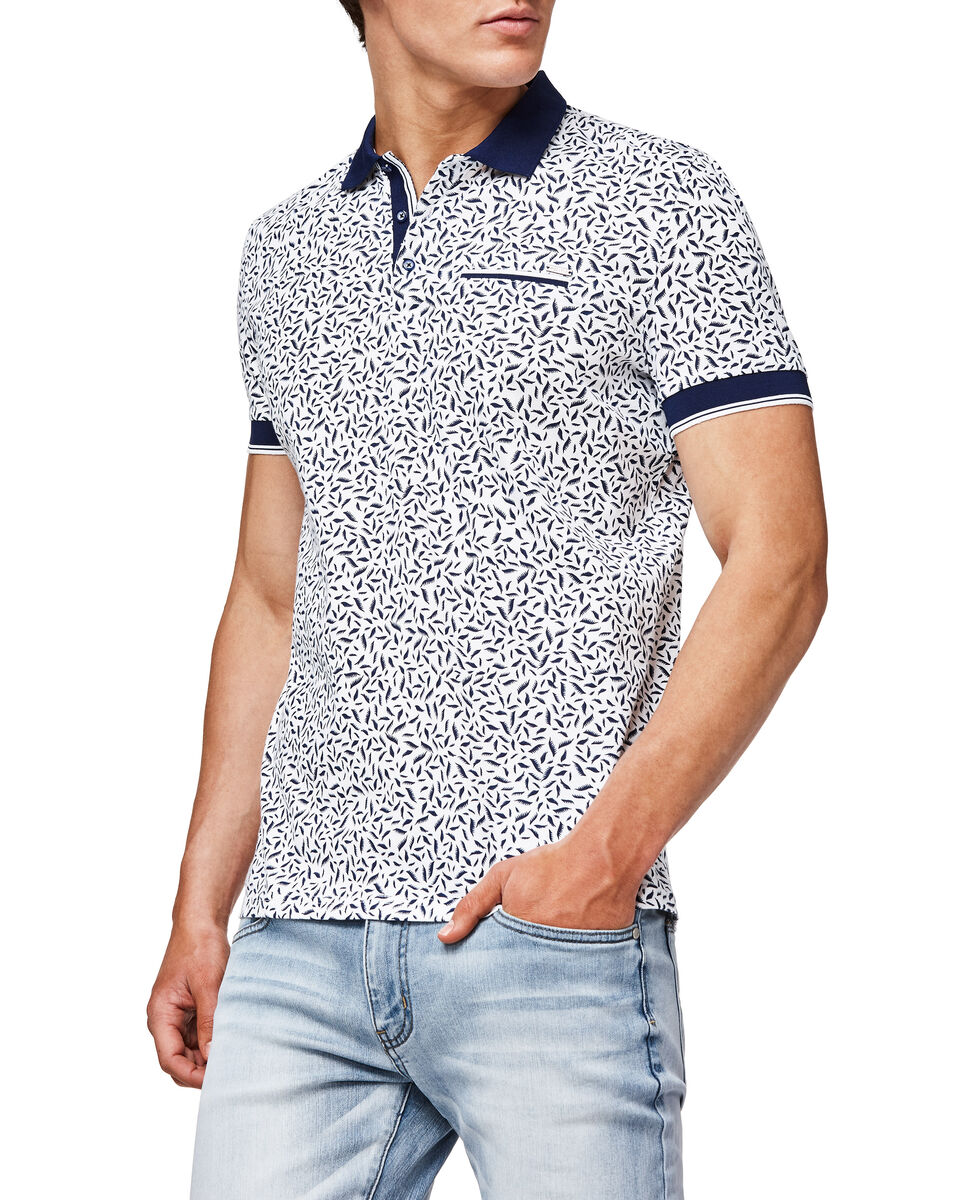 Feather Polo, White/Navy, hi-res