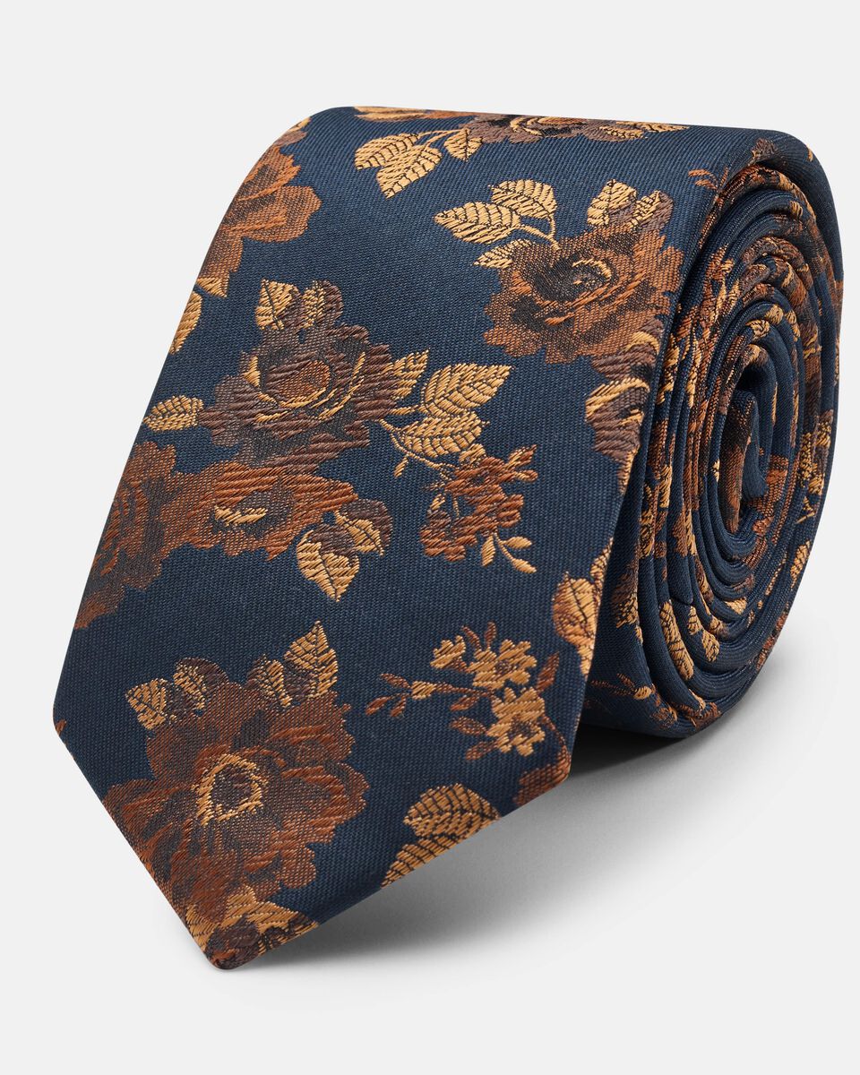 Mens Navy/Tan Silk Tie