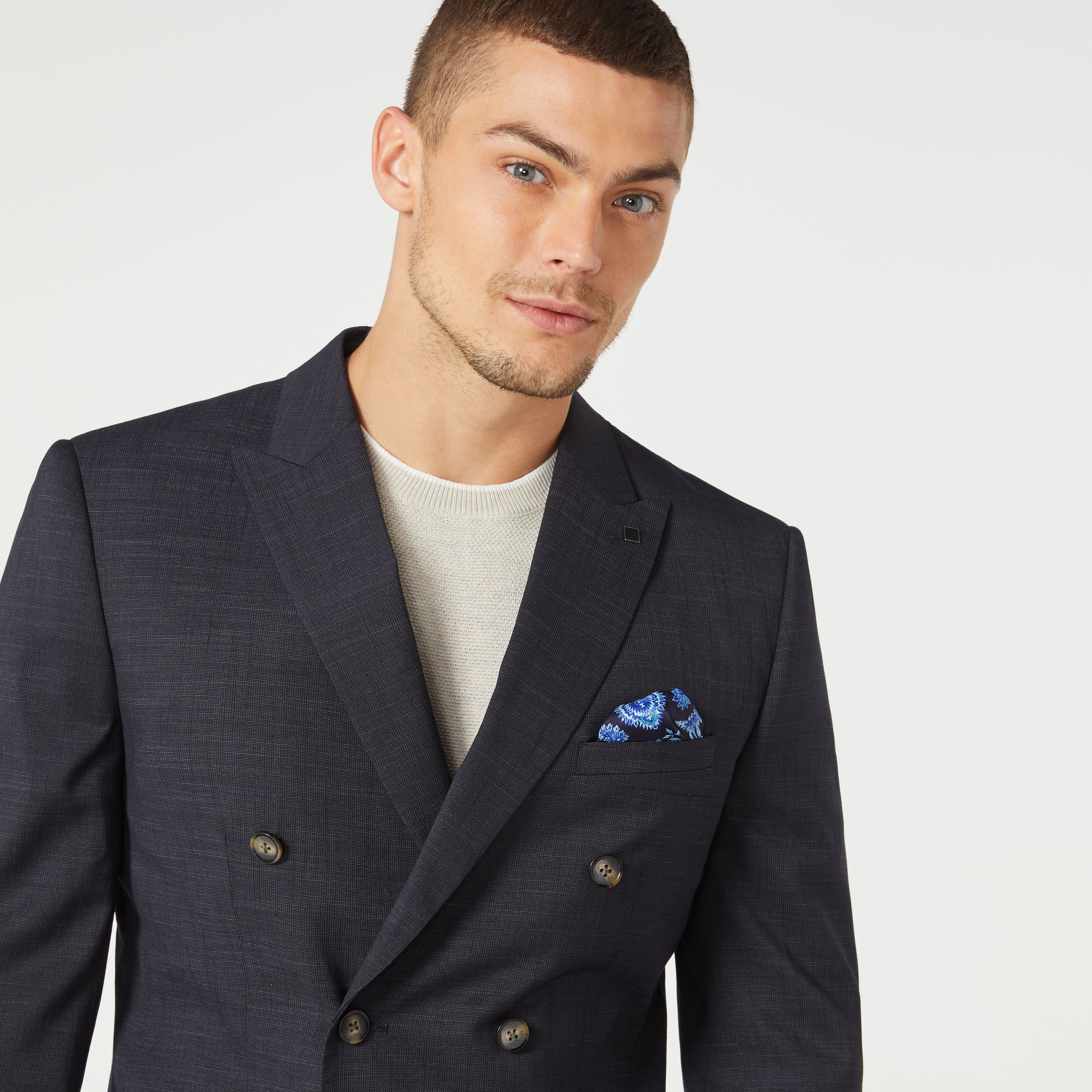 Grey double clearance breasted suit jacket