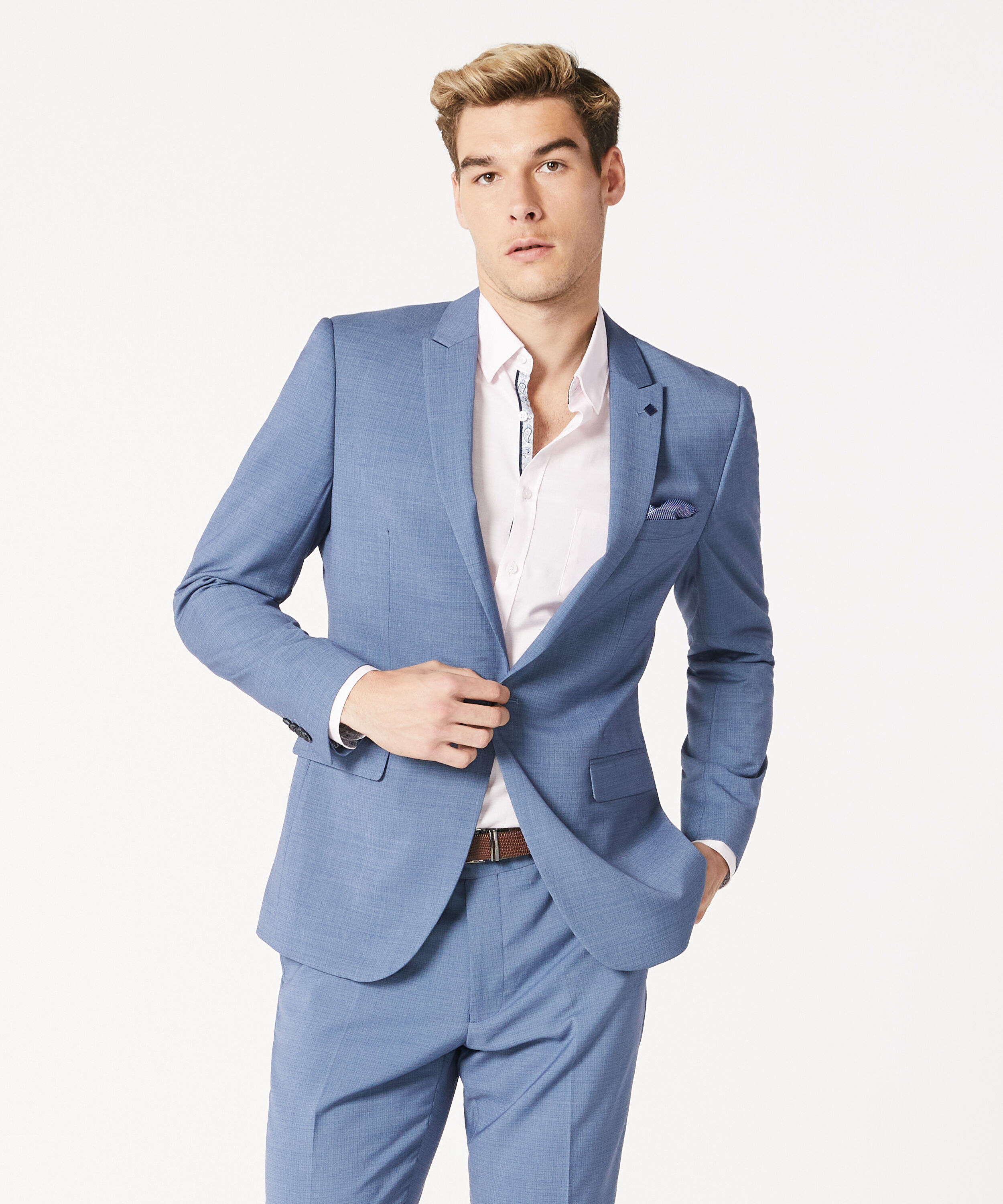 Ryders - Slate Blue - Blue Suit Jacket Slim Stretch, Suit Jackets