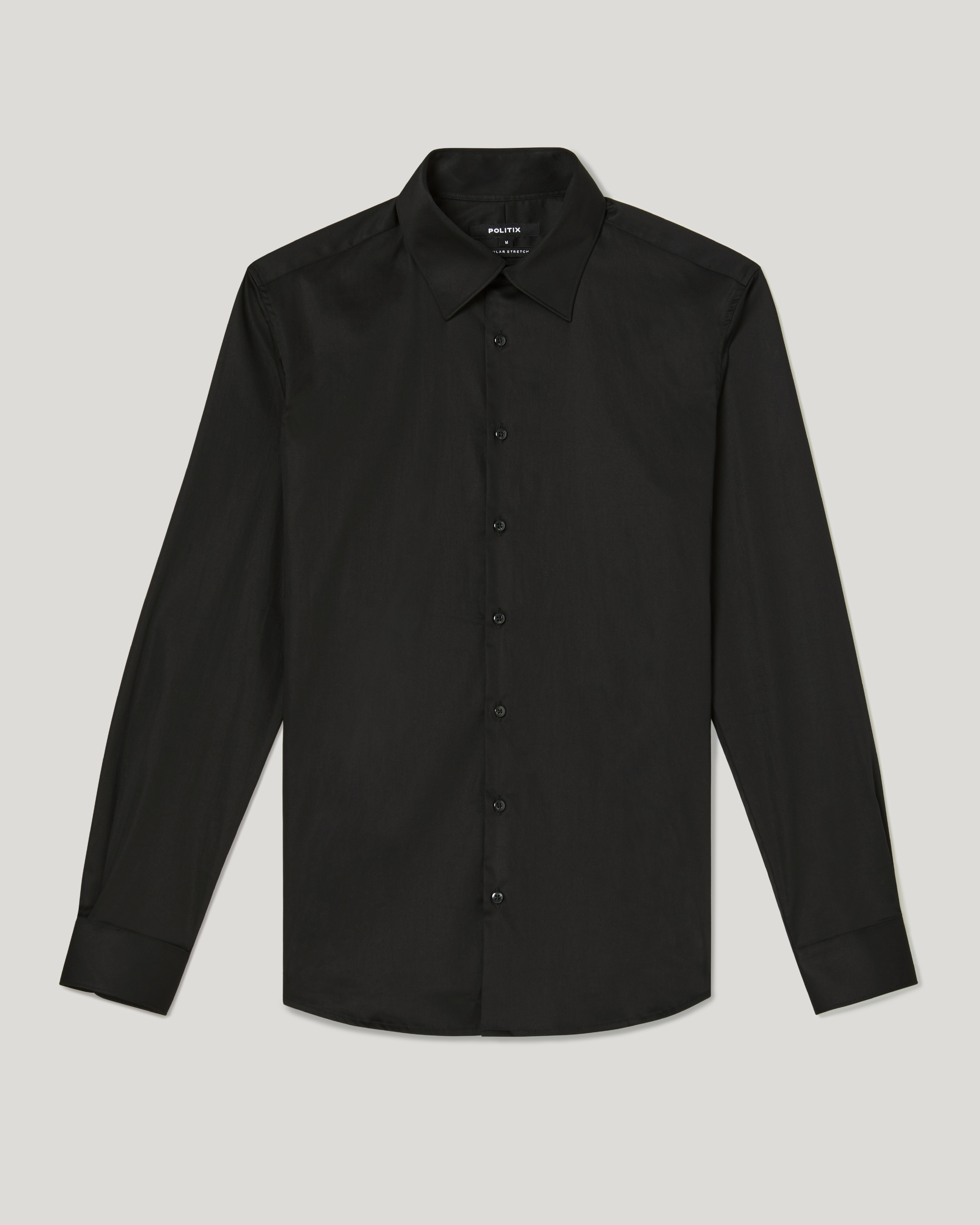 stretch black button up shirt