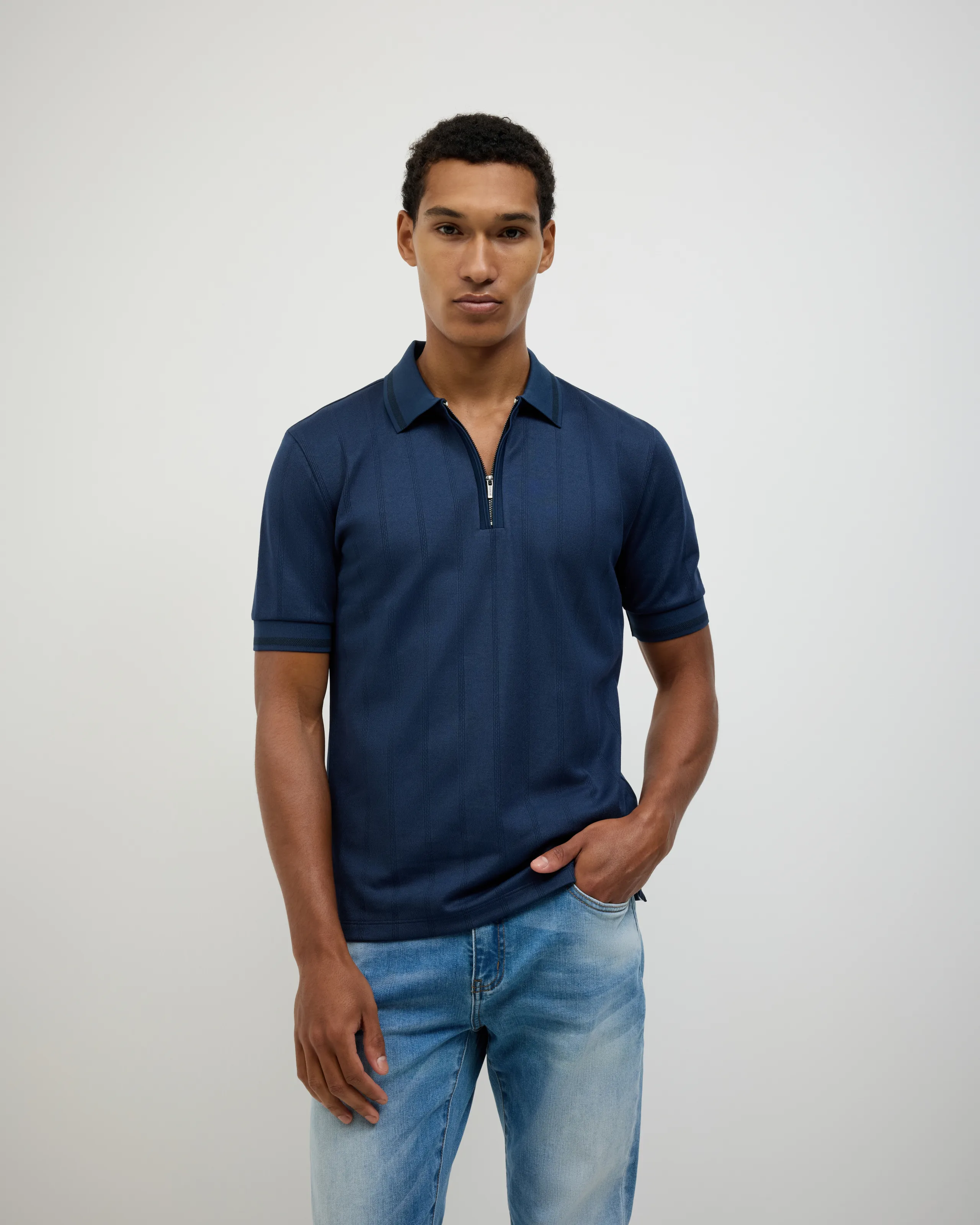 Politix Davis Zip-Up Knit Polo