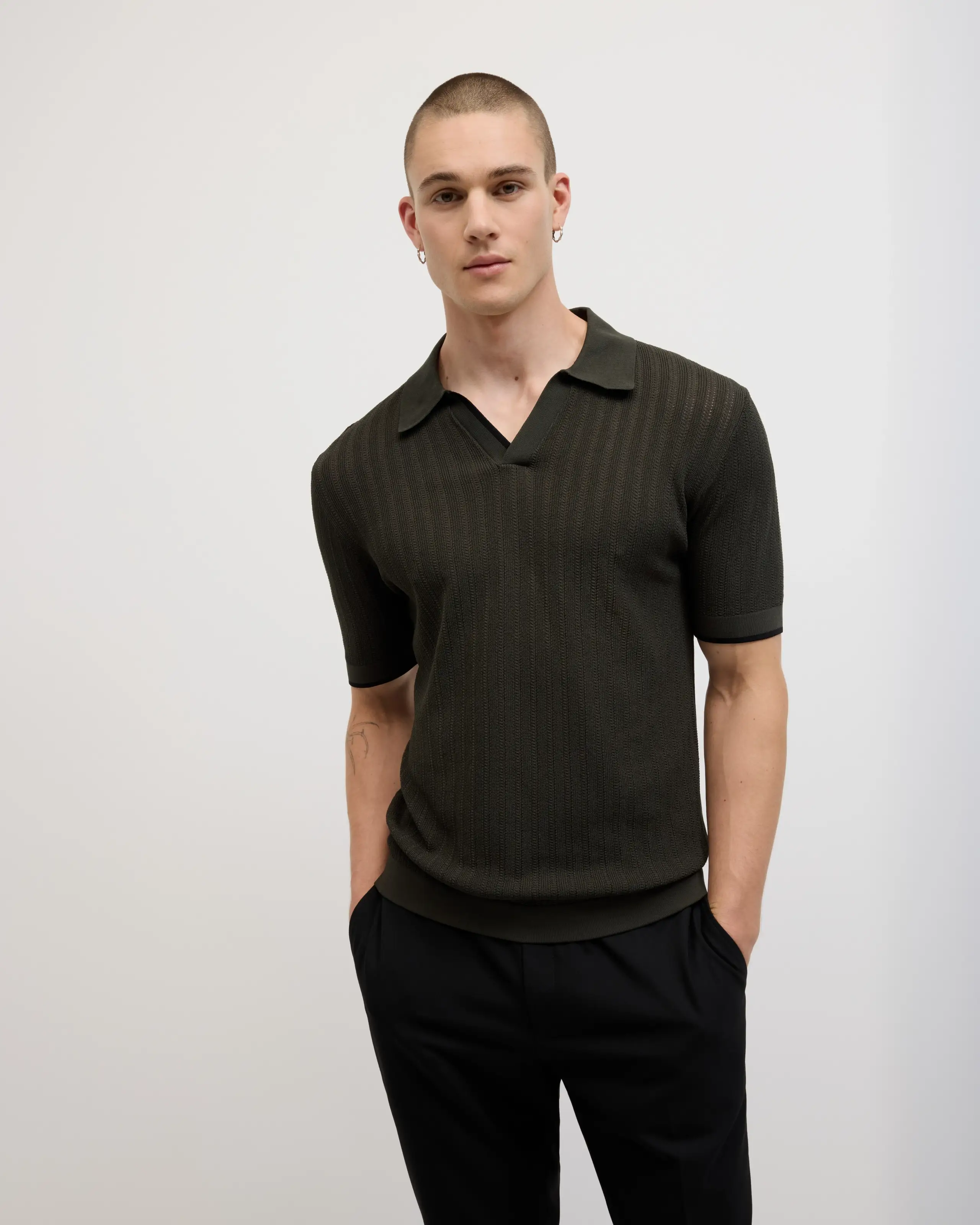 Politix Dark Khaki Knit Polo