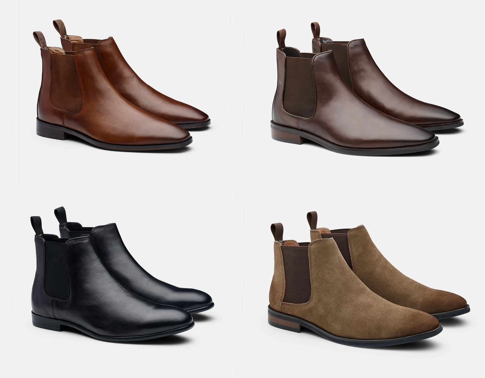 Various leather chelsea boots in collage