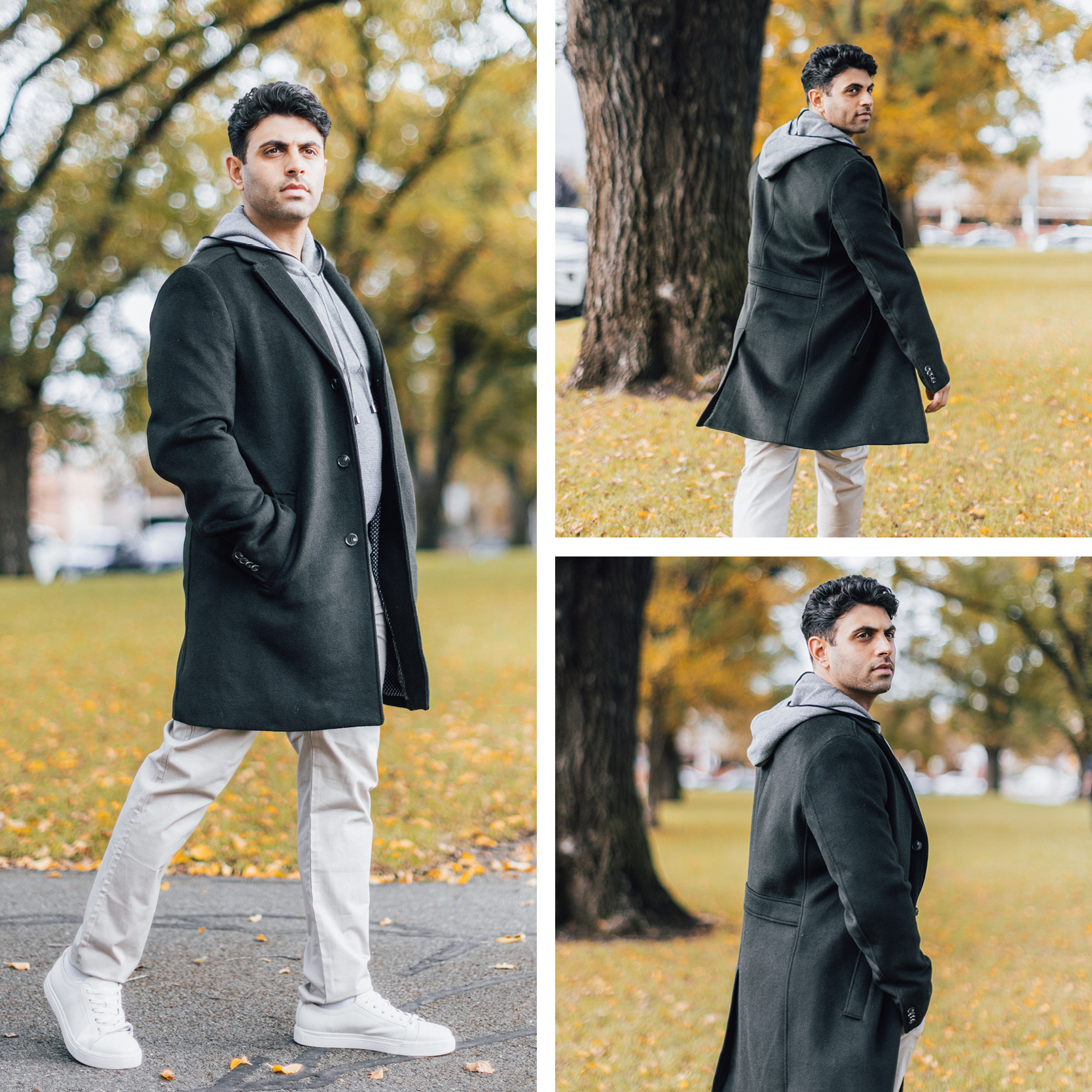 Amir Manoly wearing POLITIX outfit featuring the dark green Aslan Epsom Coat 