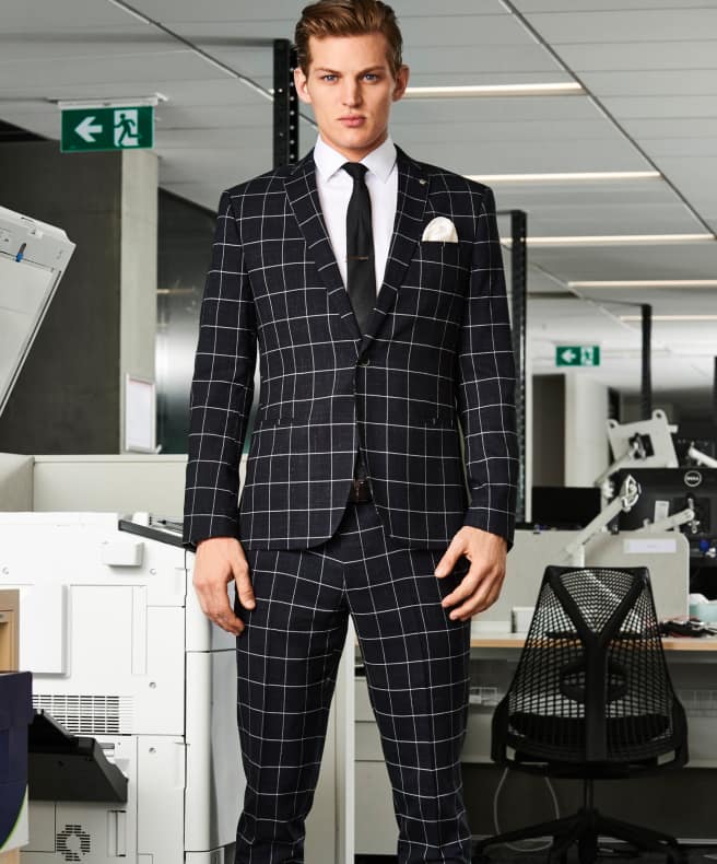 Kingshold - Black/White - Bold Windowpane Checked Suit | Suits | Politix