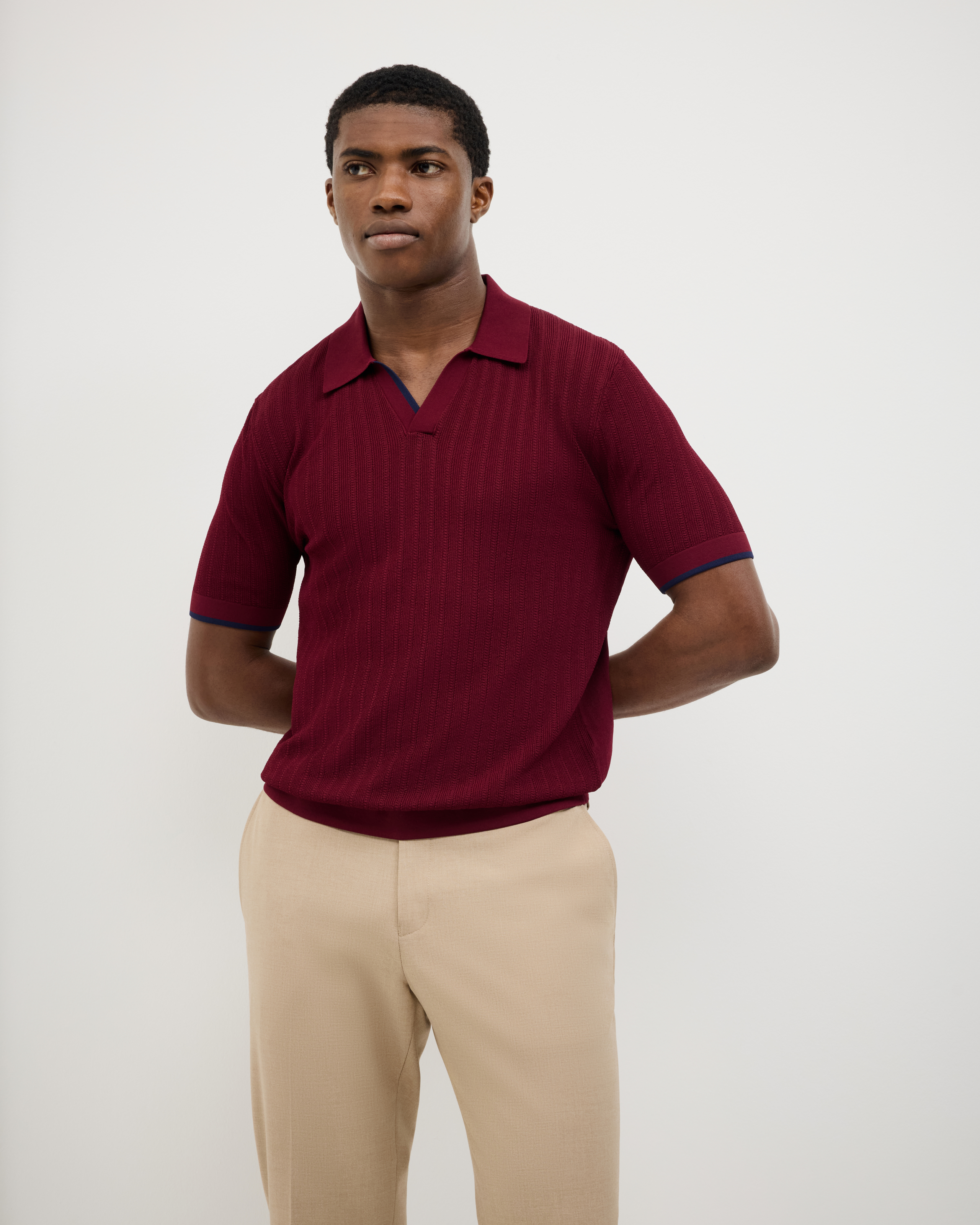 Anderson Stripe Texture Knit Polo