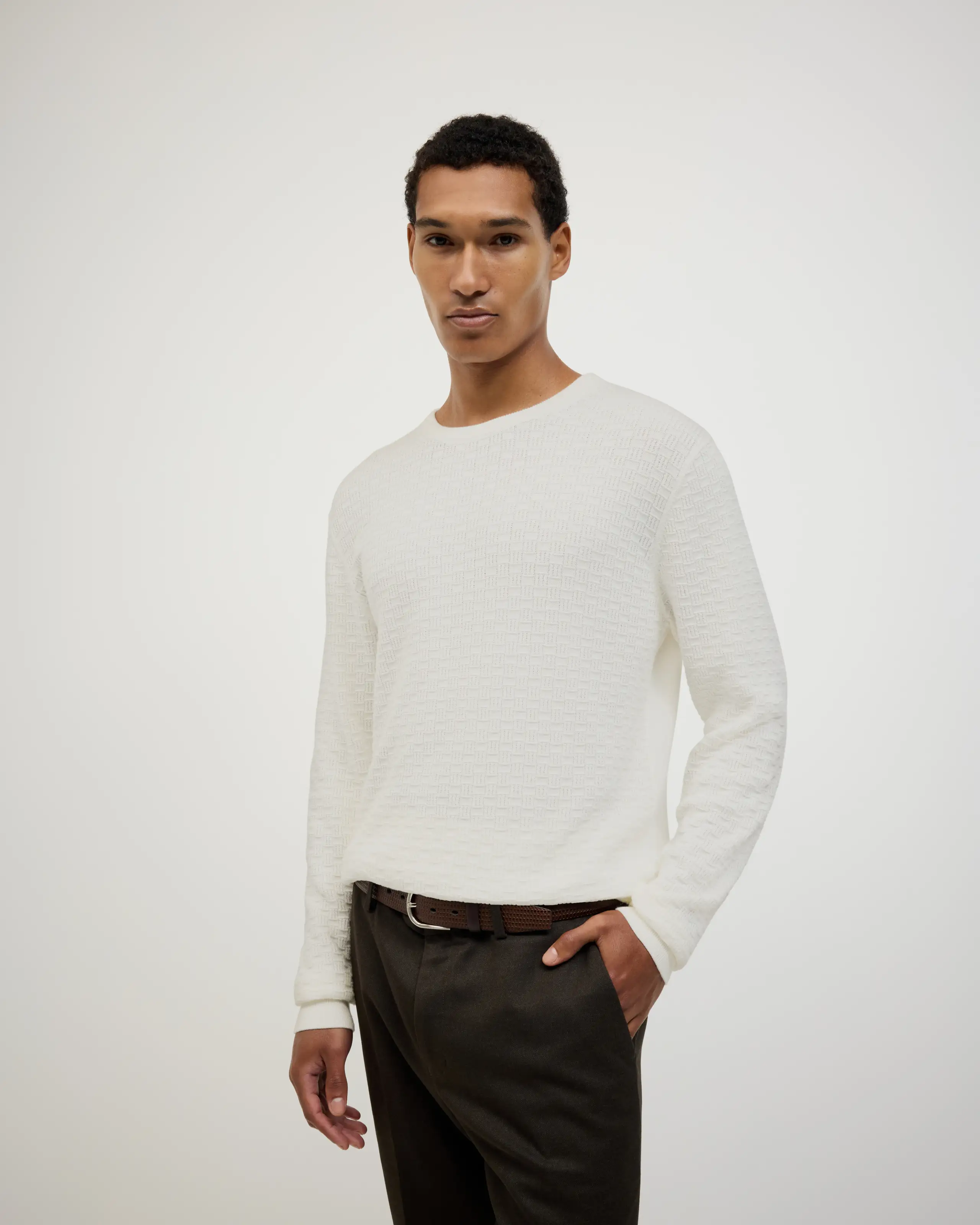 Politix Elvin Geo Textured Crew Knit