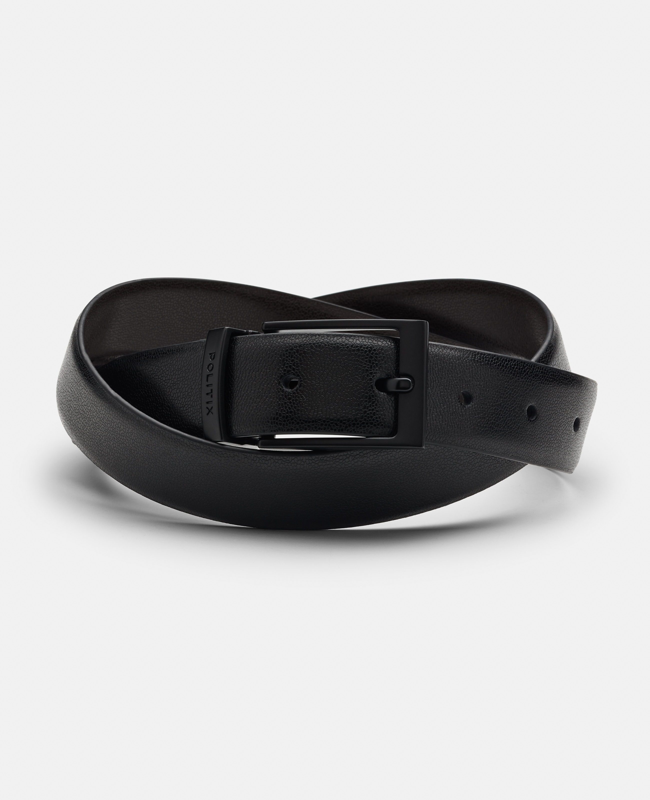 Pebble Grain Leather Dress Belt With Pin Buckle