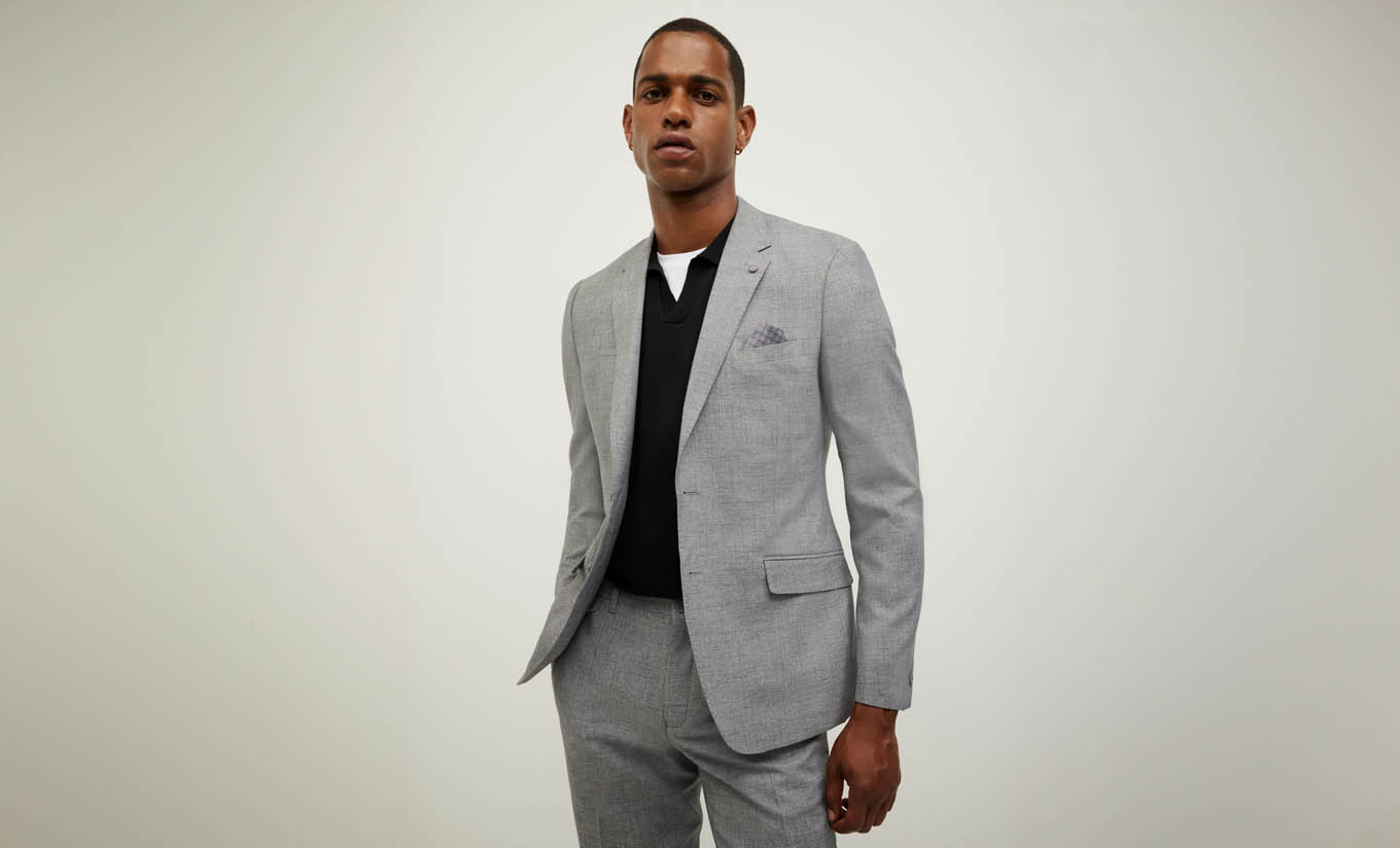male wearing grey suit
