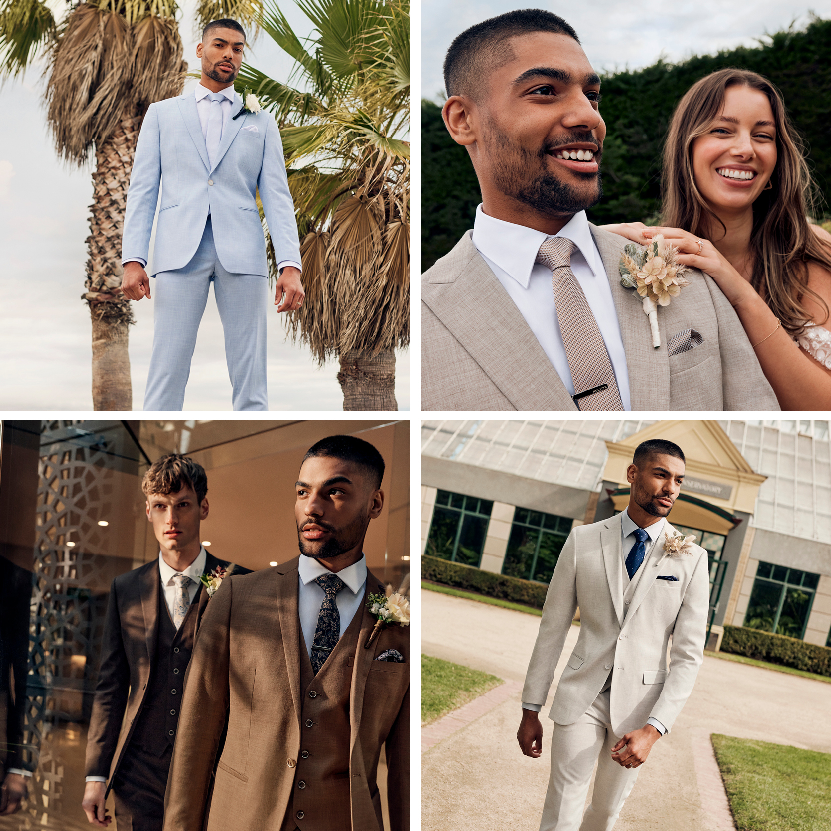 Collage image of models representing season appropriate Wedding outfits