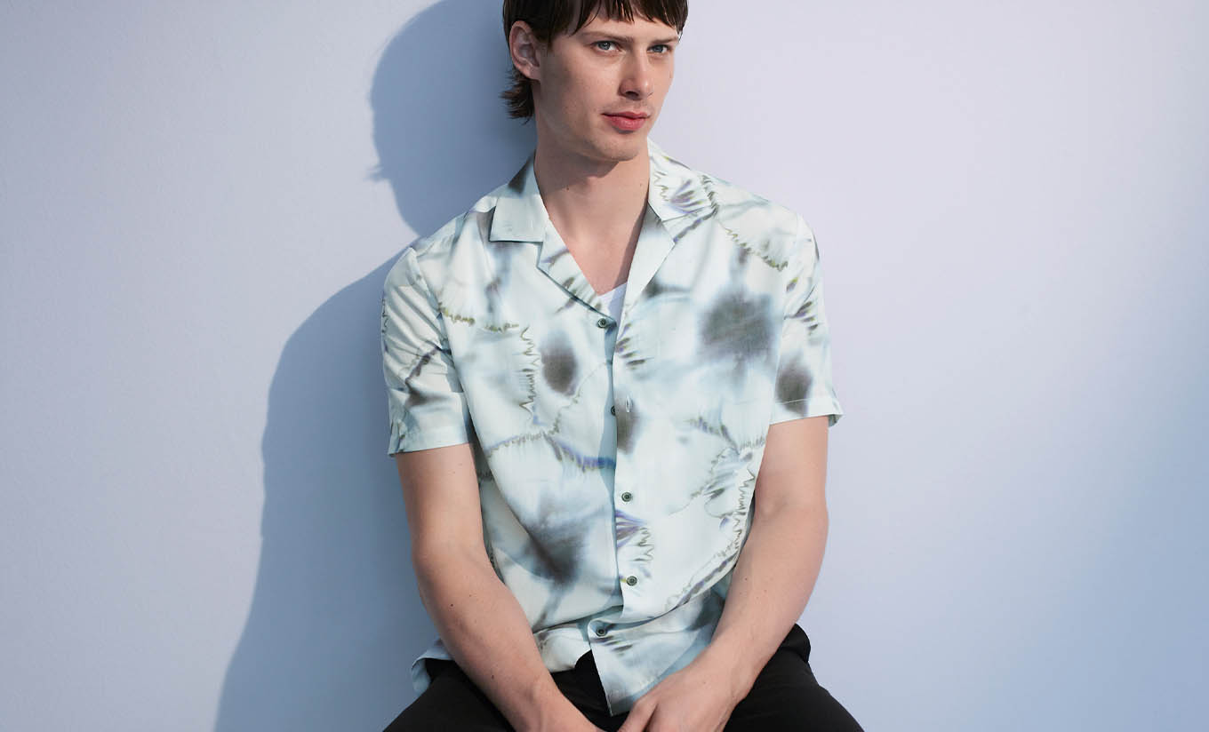 Male wearing Tie-Dye Short Sleeve Shirt