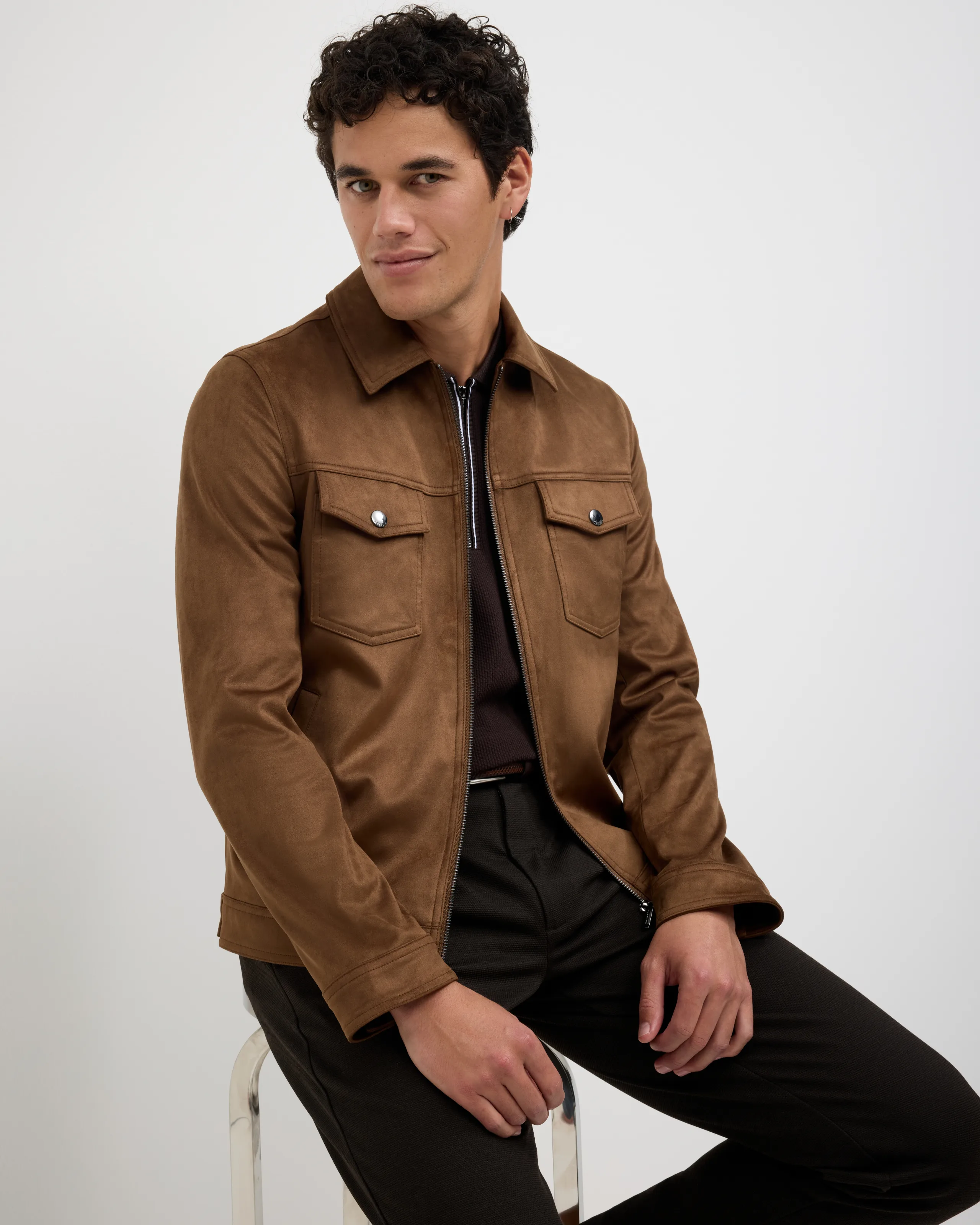 Politix Reece Faux Suede Trucker Jacket