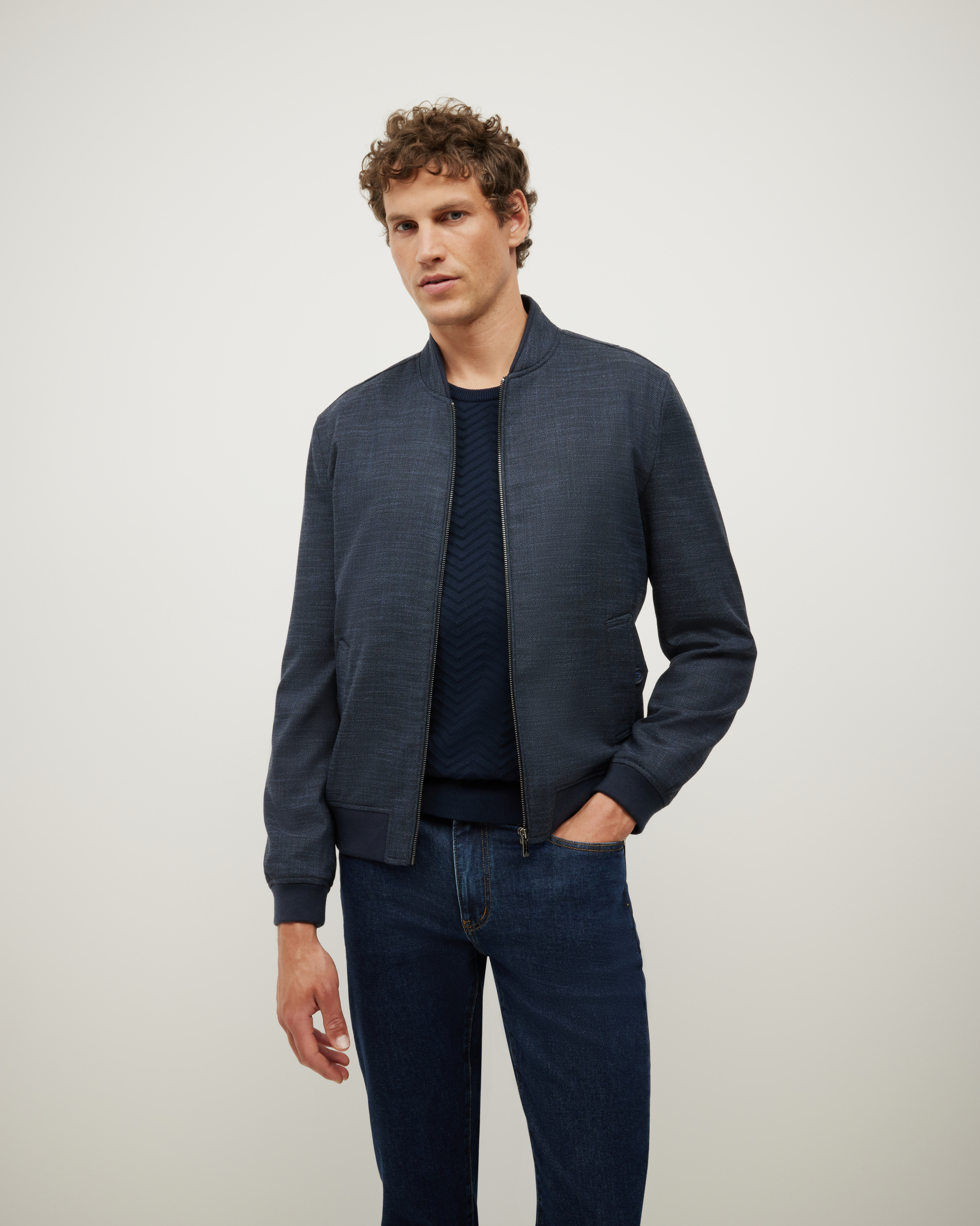 Two-Tone Twill Bomber Jacket | Men's Jackets