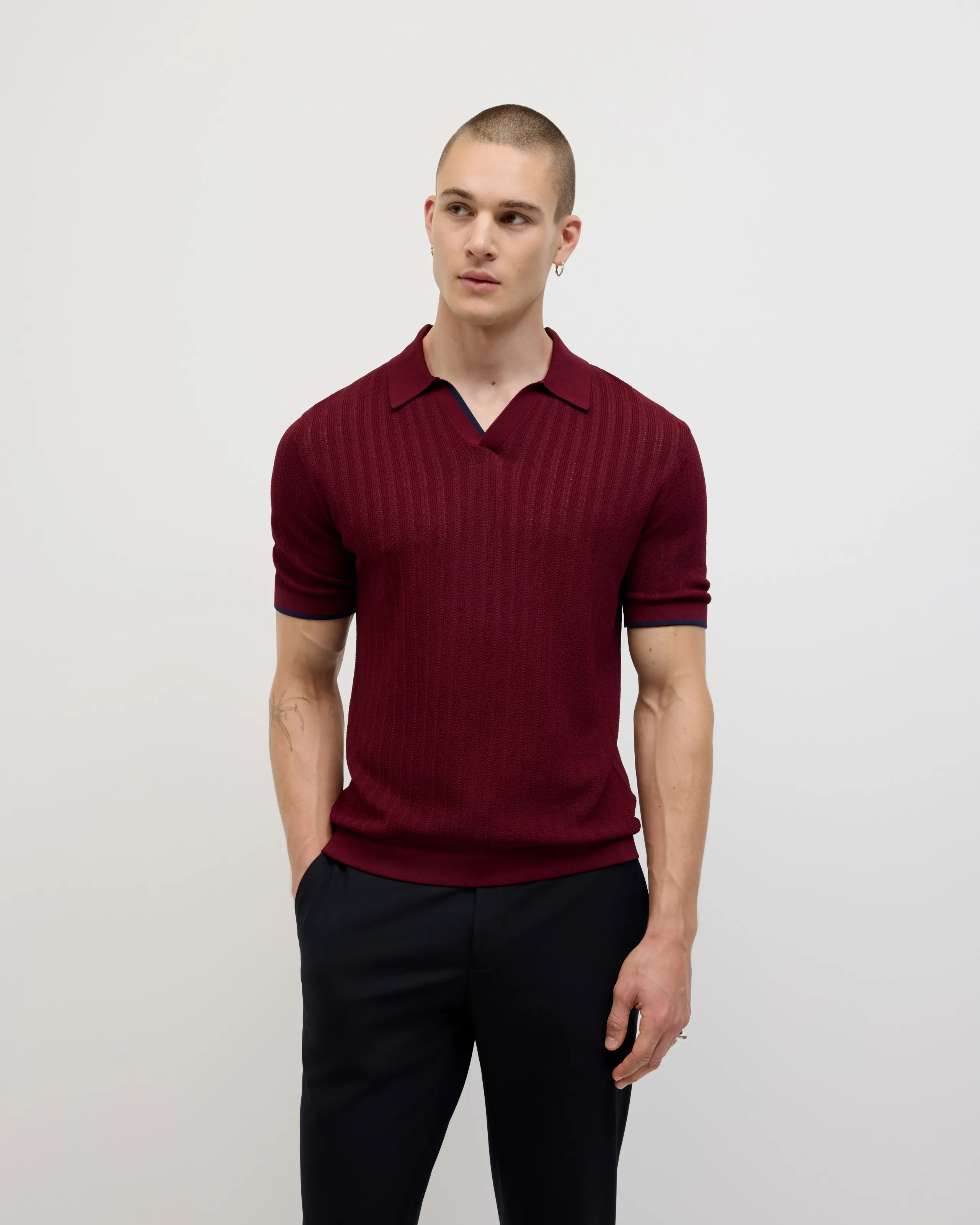Politix Anderson Knit Polo Burgundy