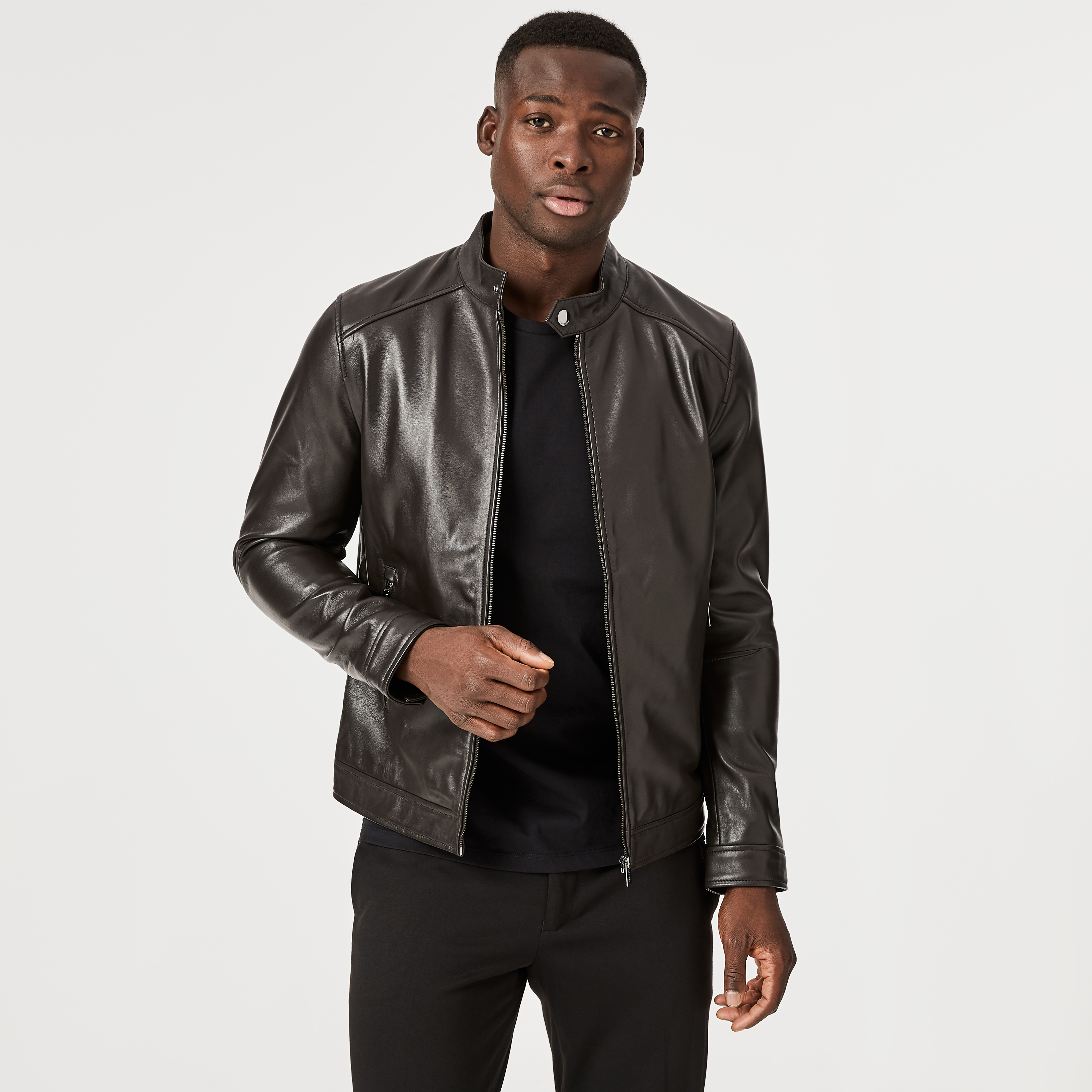 Hawkes Dk Brown Sustainable Leather Biker Jacket Coats Jackets Politix