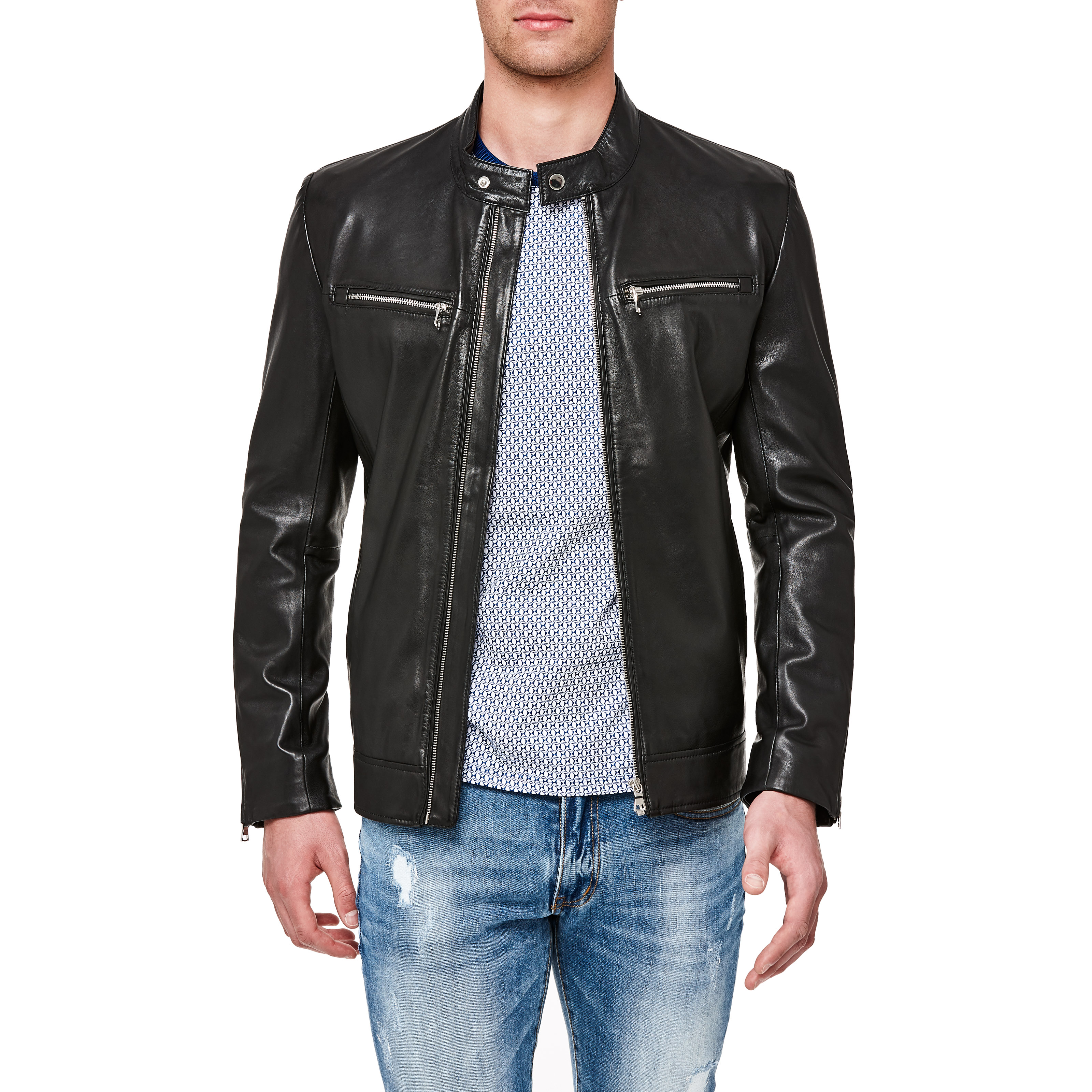Mens Biker Riding Light Weight Charcoal Look blk Collarless Collar Denim Vest