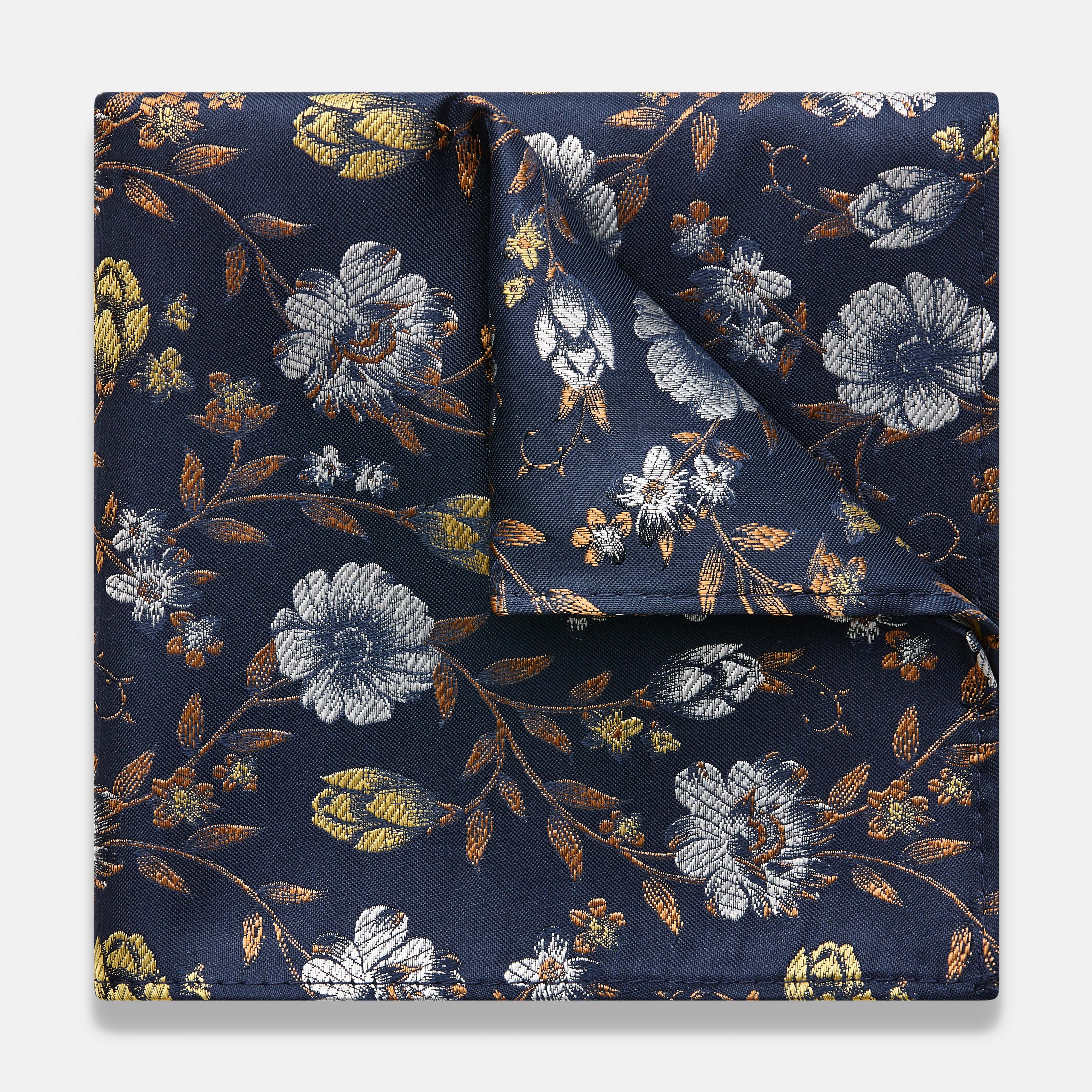 Anela Yellow Pocket Square Floral Leaf Pattern Pocket Squares